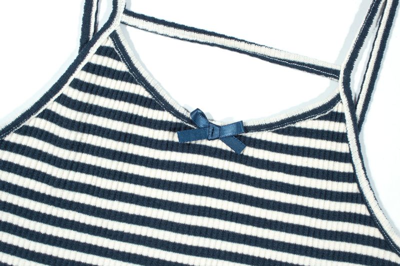 STRIPE RIBBON SLEEVELESS_Navy