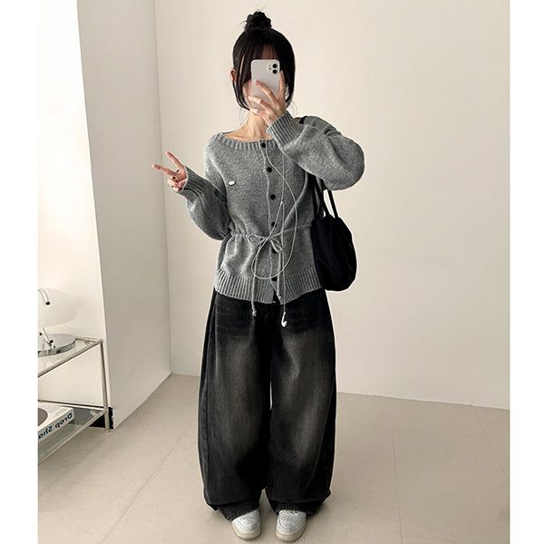 Ravi Pendant Waist String Knitted Cardigan 