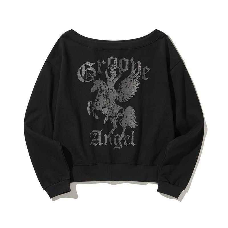 (DUC) GA one-shoulder sweatshirt Black