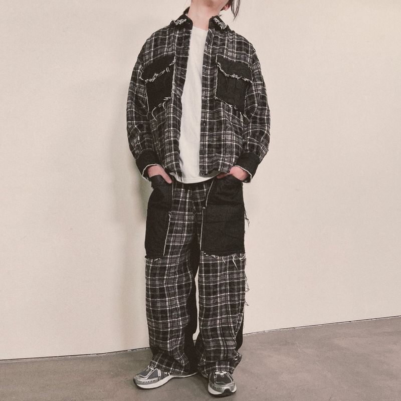 grunge burner check shirt_black
