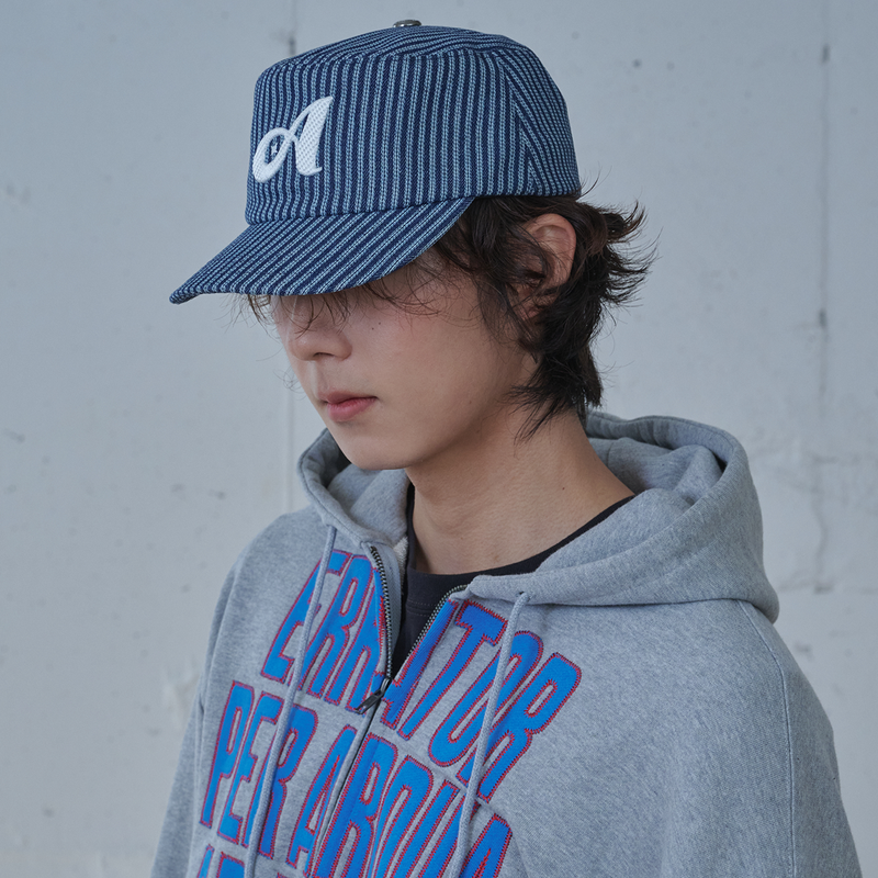Stripe Stitch Denim Pillbox Cap