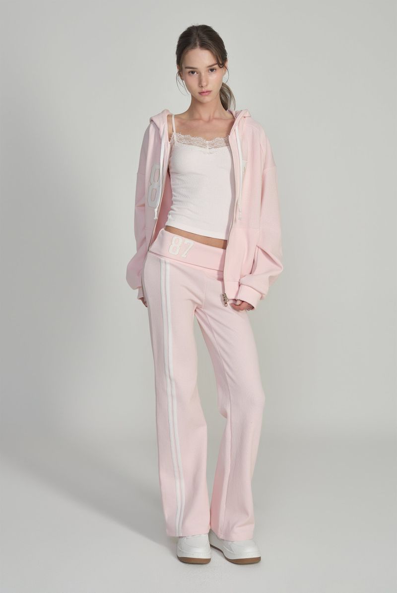 87 Waffle hooded zip-up, Pink