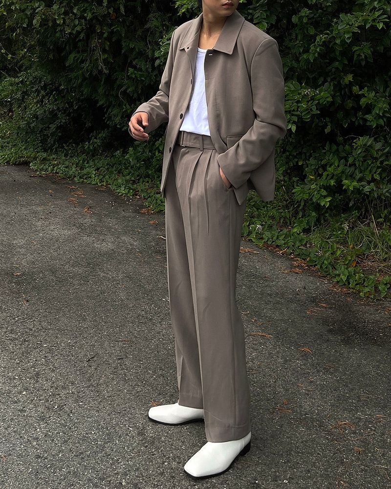 ECT Two-Tuck Belt Wide Slacks (2 colors)