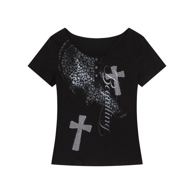 Elora Rhinestone Cross T-shirt