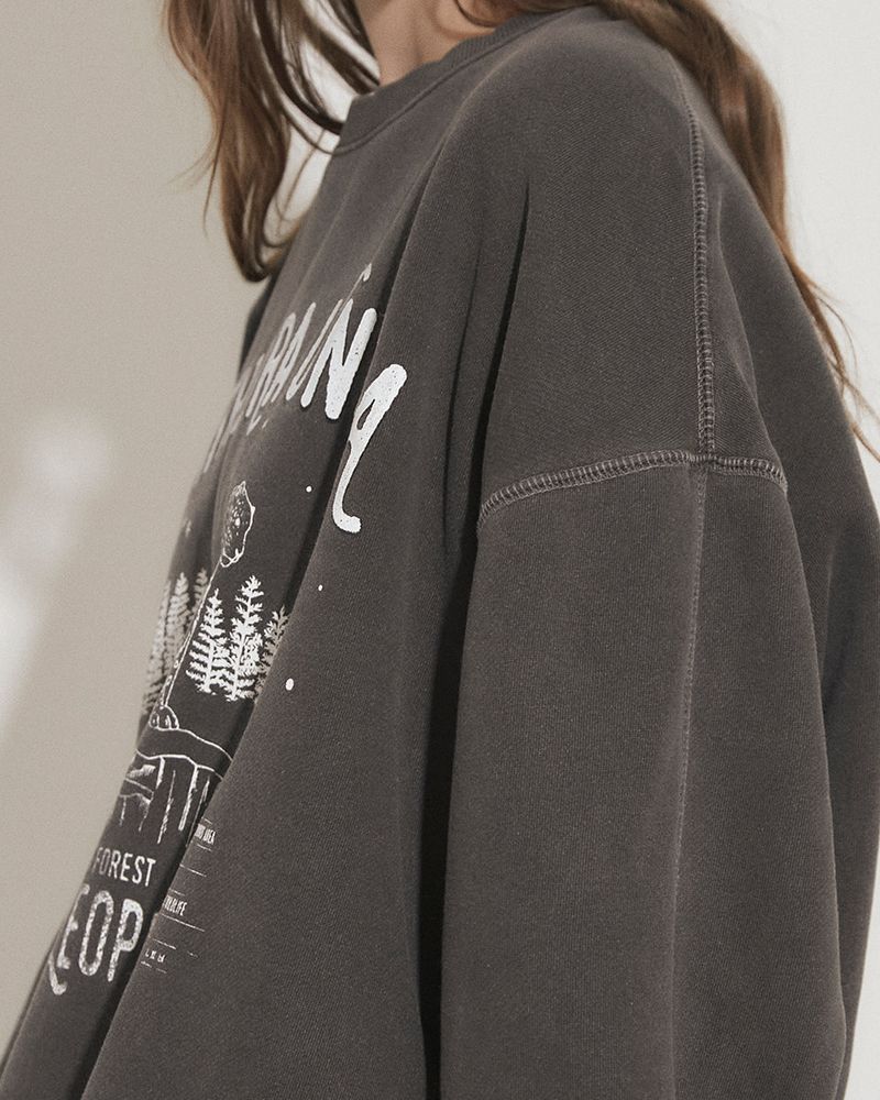 SNOW LEOPARD PRINT SWEATSHIRT [brushed] [BLACK]