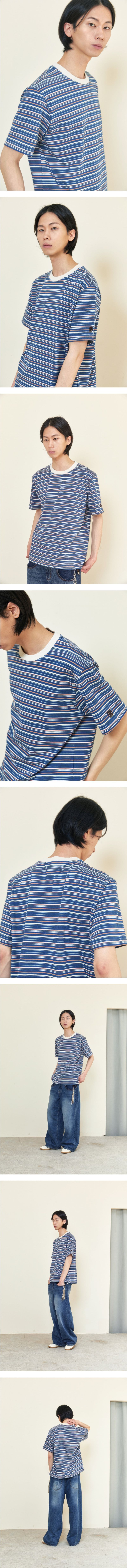 ALARM MULTI STRIPE T SHIRT BLUE_MAN
