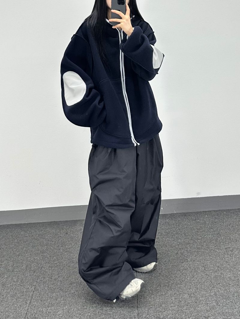 reverse elbow fleece zip-up