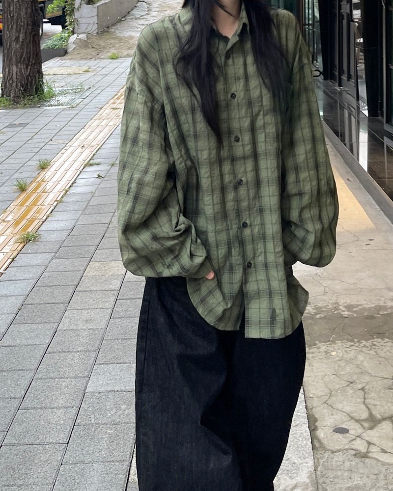 Oa Rinkle Checkered Long Sleeve Shirt
