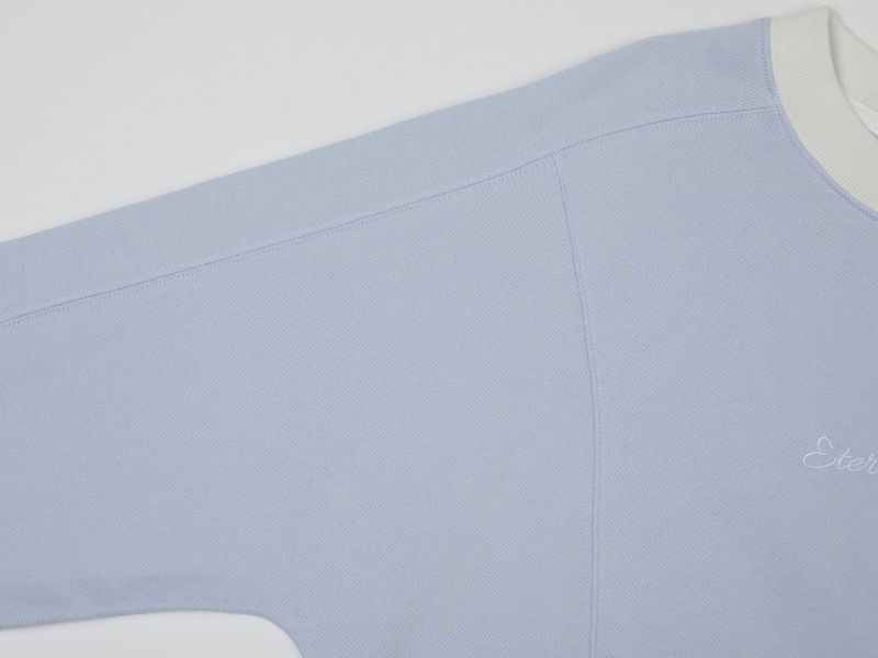 CONTRAST REGLAN CROP SWEATSHIRTS (LIGHT BLUE)