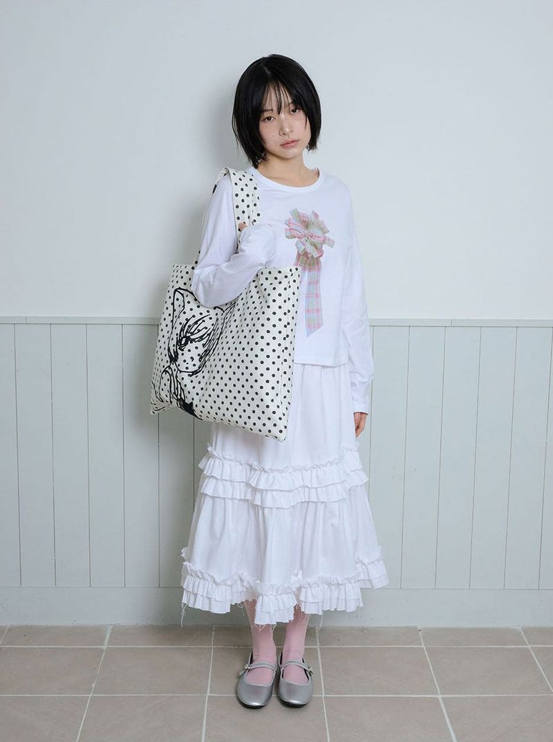 RUFFLE POINT SKIRT - WHITE