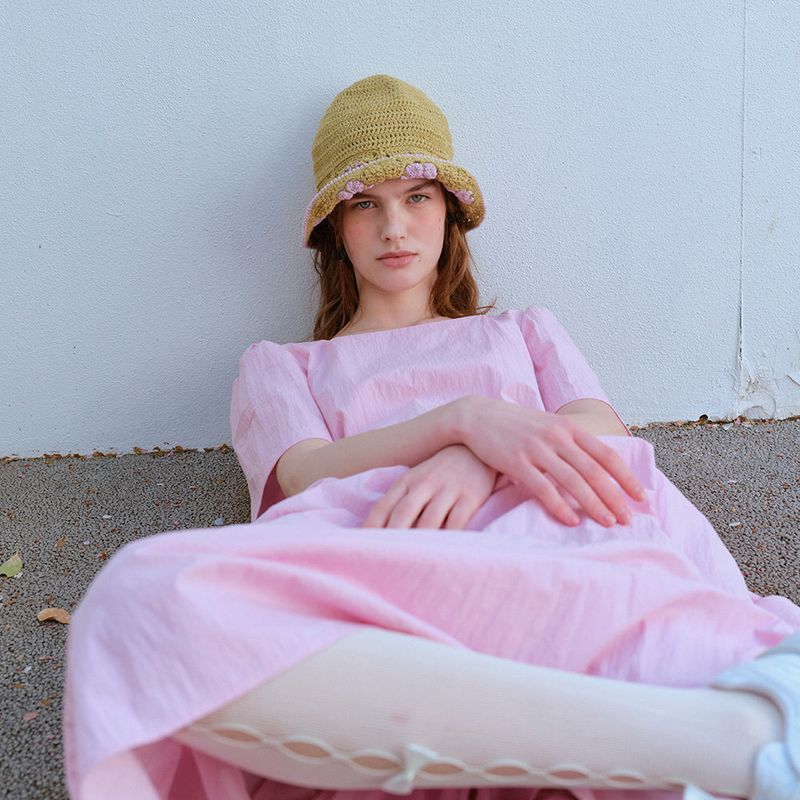 HANDMADE FLOWERS BUCKET HAT