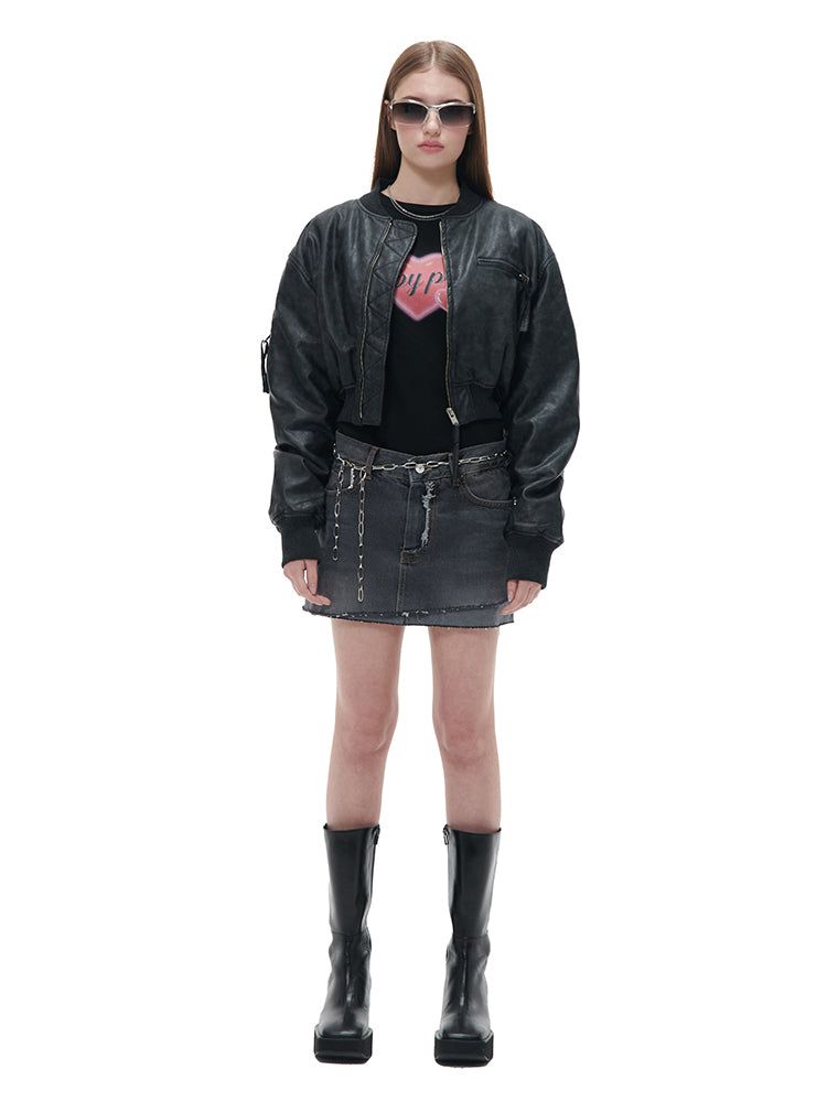 GATELESS（ゲートレス）の「FOLD DENIM-BLACK（Skirts）」