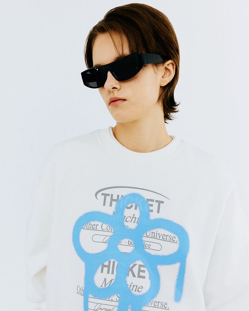 THICKET MACHINE FLOWER SWEATSHIRT-WHITE