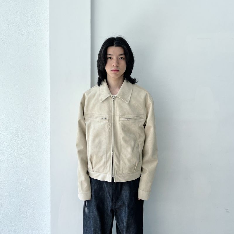 FADE MEET（フェードミート）の「Zip Pocket Slightly Cropped Suede Jacket（Jackets/Outerwear）」