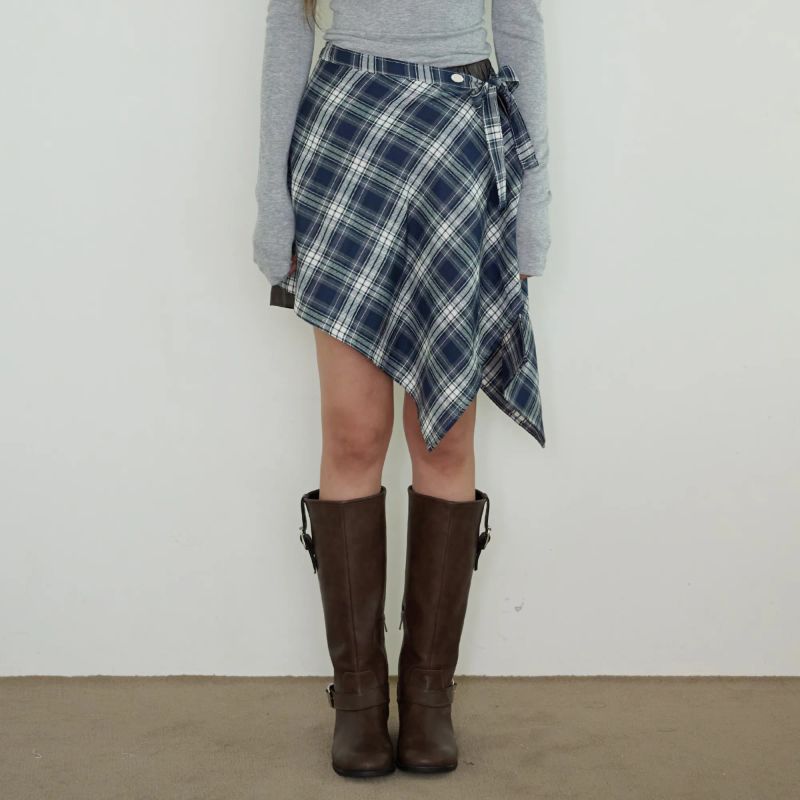 AROUND TIE CHECK LAYERED SKIRT