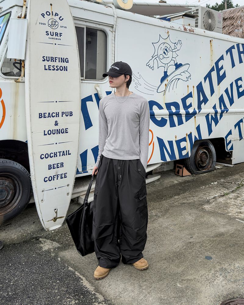 Cropped Button Pocket Wide Pants