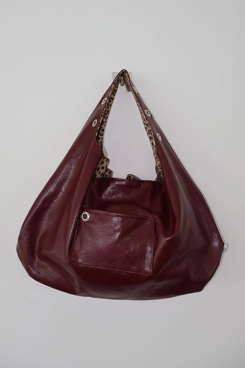 EYELET LEATHER BAG - WINE