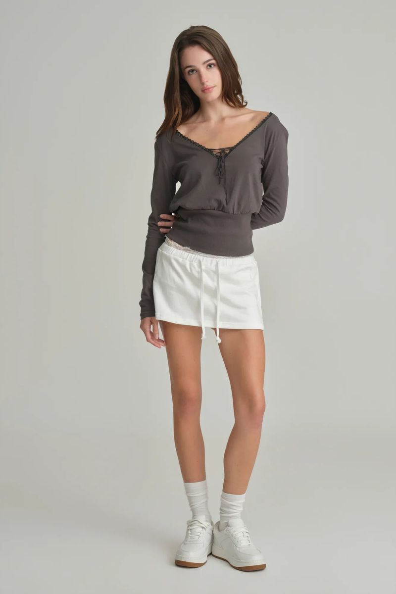 Hazel eyelet top, Charcoal