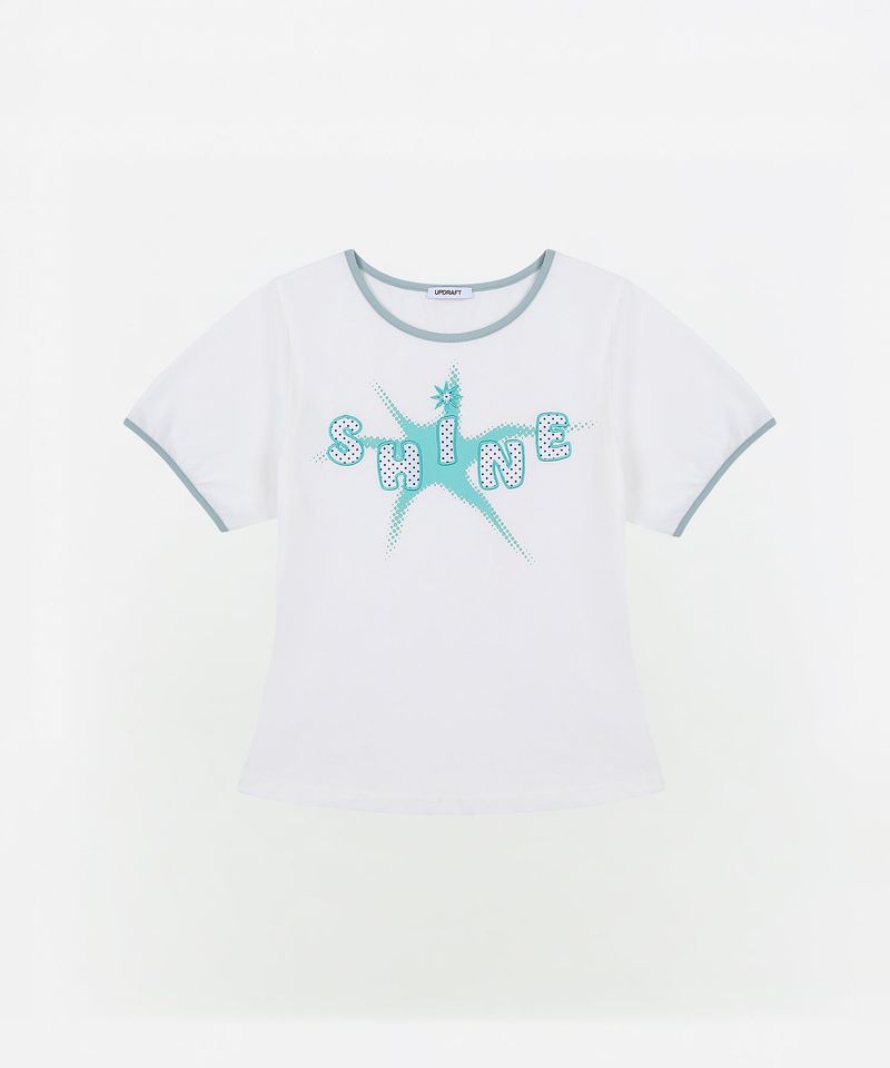 APPLIQUE LINGER SLIM T-SHIRTS [WHITE]