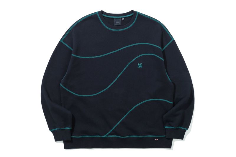 WAVE STITCH SWEAT SHIRT_NAVY