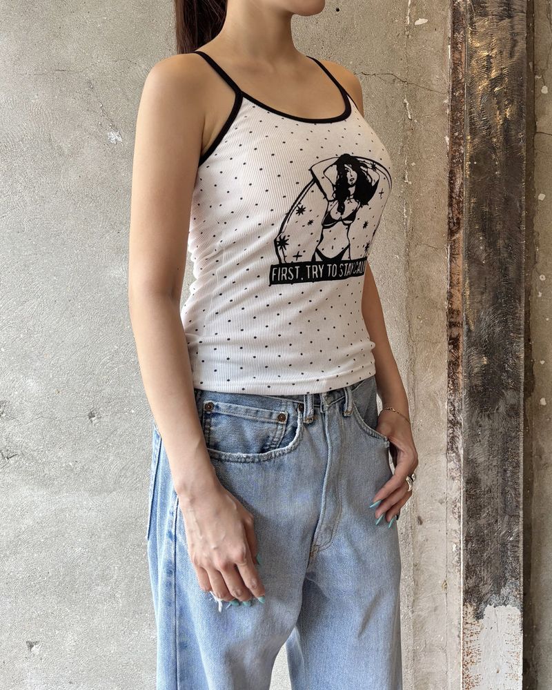 TRY TO STAY CALM Sleeveless (WHITE)