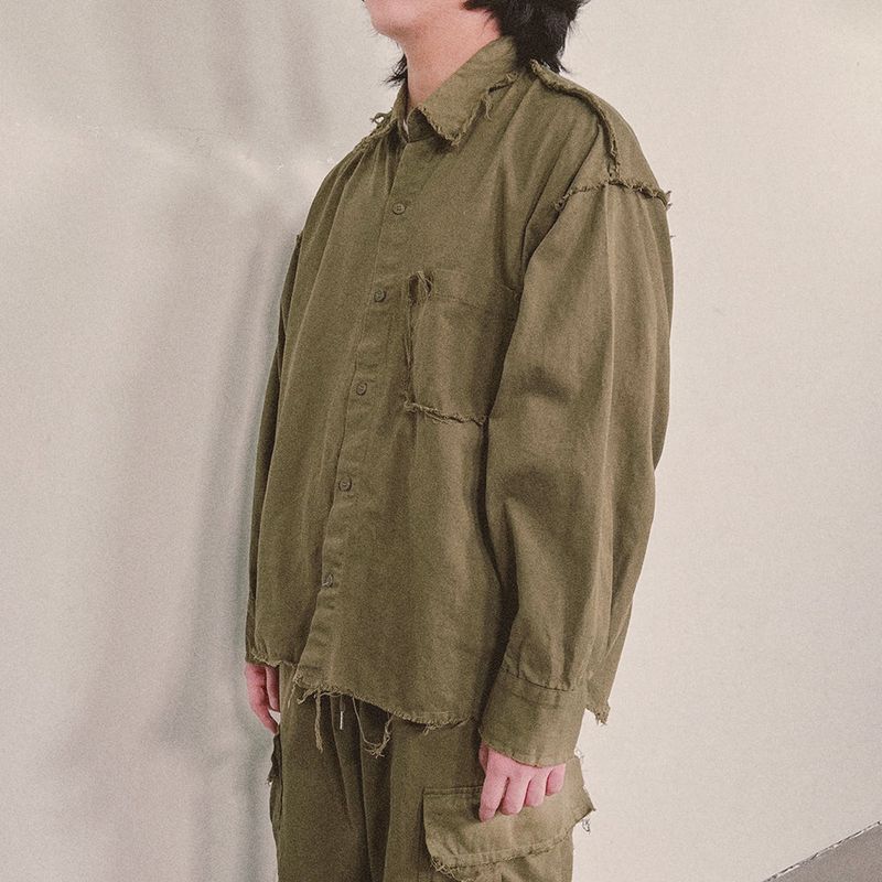 grunge plain shirt_khaki