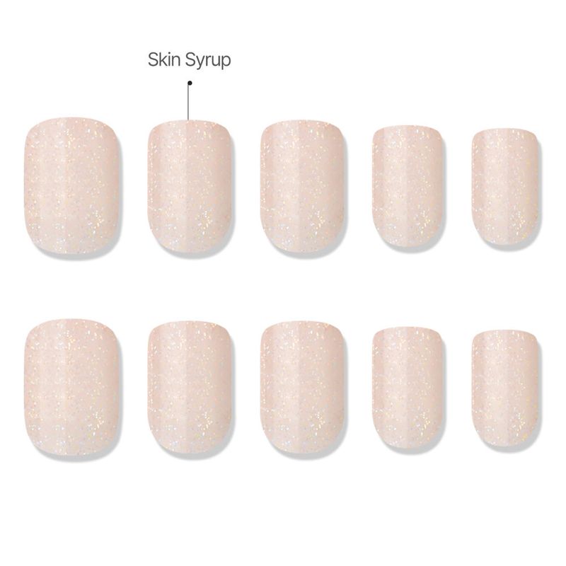 MUZMAK Reusable Nail Tip Peach Glitter(Regular Square)