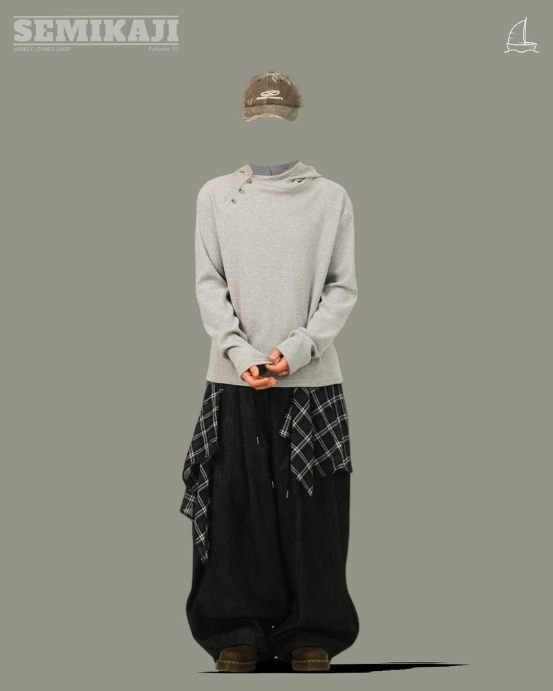 MAIN Waffle Button Hoody Sleeves
