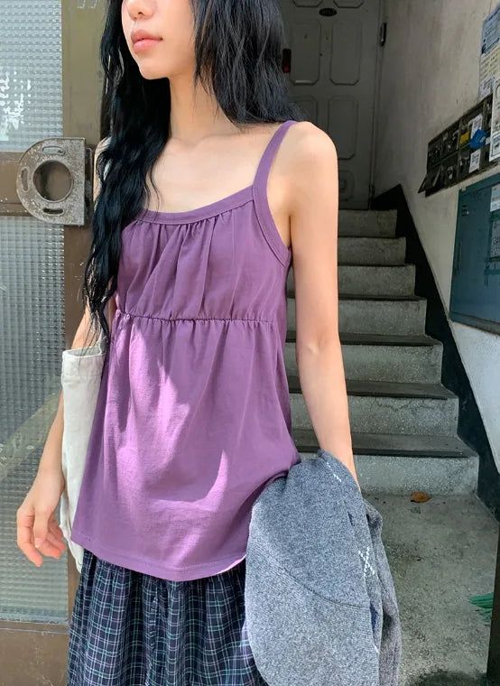 Elan Shirring Layered Strap Sleeveless