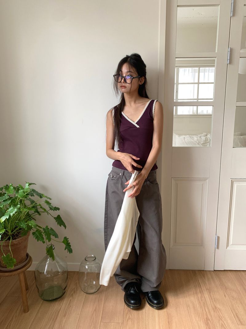 TWILL BACK POCKET STUD PANTS (3C)