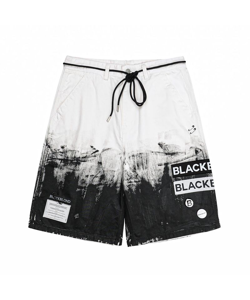 BLACKBLOND(ブラックブロンド)の「BBD Smoke Painted Patch Logo Denim Shorts (White)(Pants)」