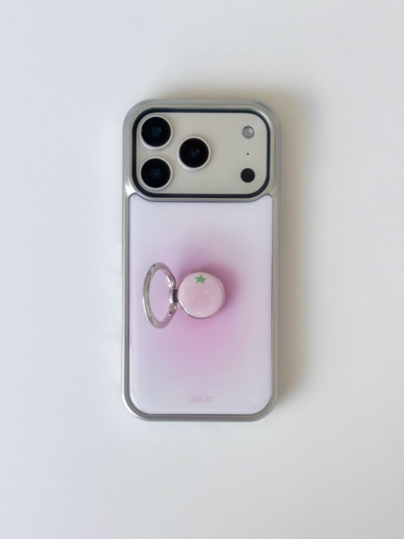 ABOE（アビオエ）の「[SET] PINK STRAWBERRY SORBET Silver Epoxy Case Ring Tok（Smartphone Accessories）」