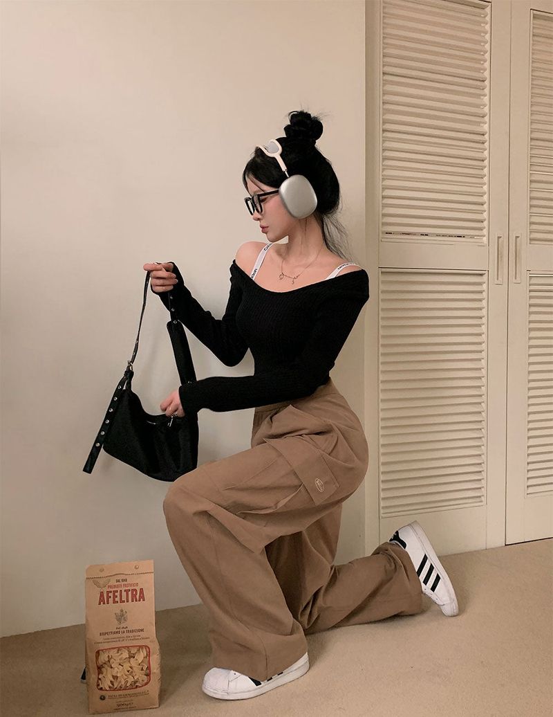 [BELLIDE MADE] suede pocket wide cargo pants