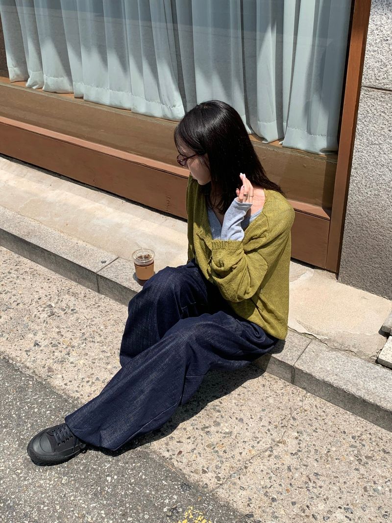 Snap Non-Fade Denim String Wide Pants (2 colors)