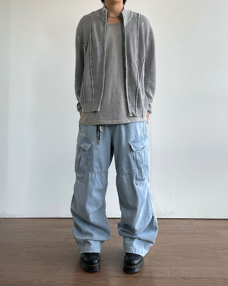 Curve Pigment Knit Zip-Up