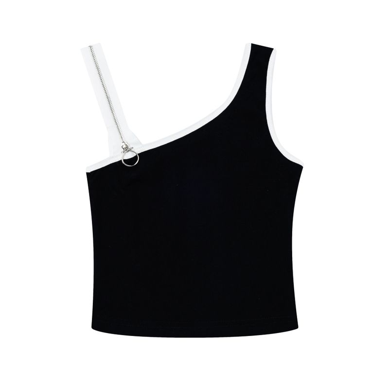 Cross Graphic One-Shoulder Tank Top 232014809