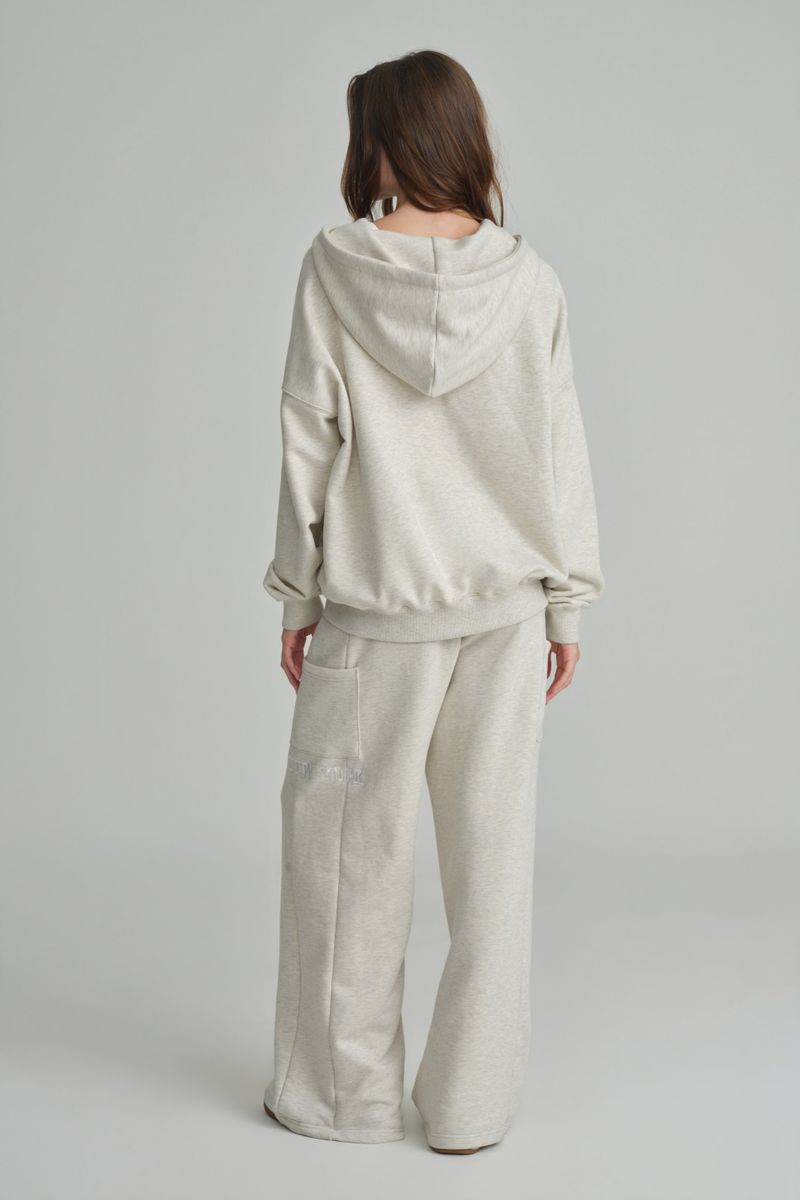 NYC hooded zip-up, Light Melange