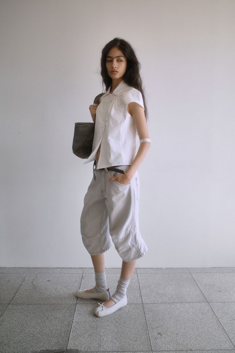 26SS★ WRAP BUTTON CAP SLEEVE BLOUSE