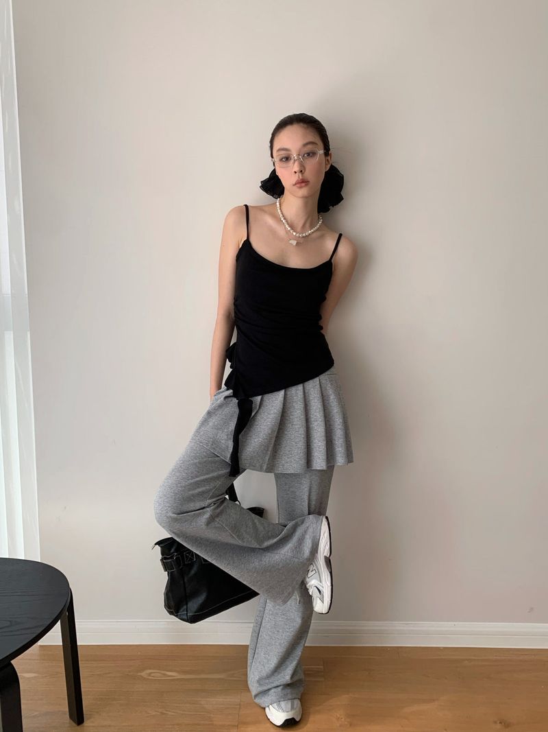 Pleated Skirt Stretch Long Pants