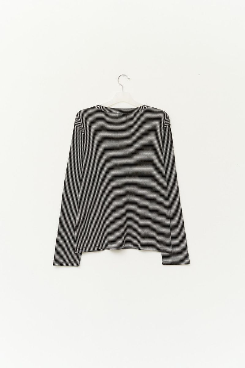 Neck Stud Striped Longsleeve