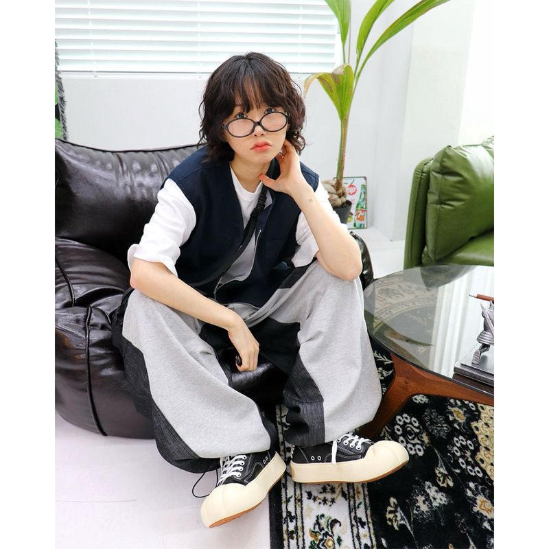 Wide Pocket Contrast Balloon Pants