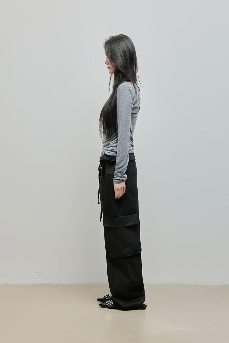 Shirring Layered Tee_Black