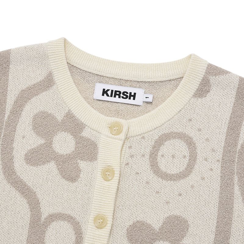 CHERRY JACQUARD PATTERN SHORT SLEEVE CARDIGAN [IVORY]