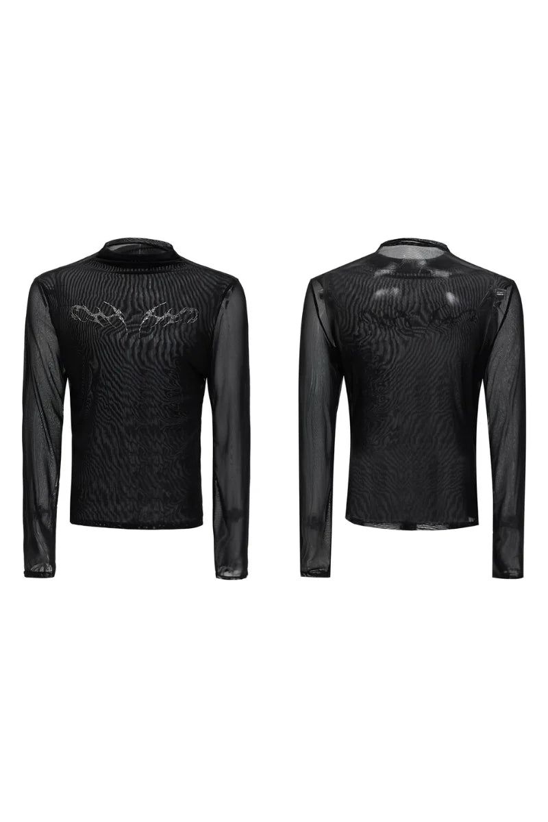 Mesh Fitted Metallic Print Tee