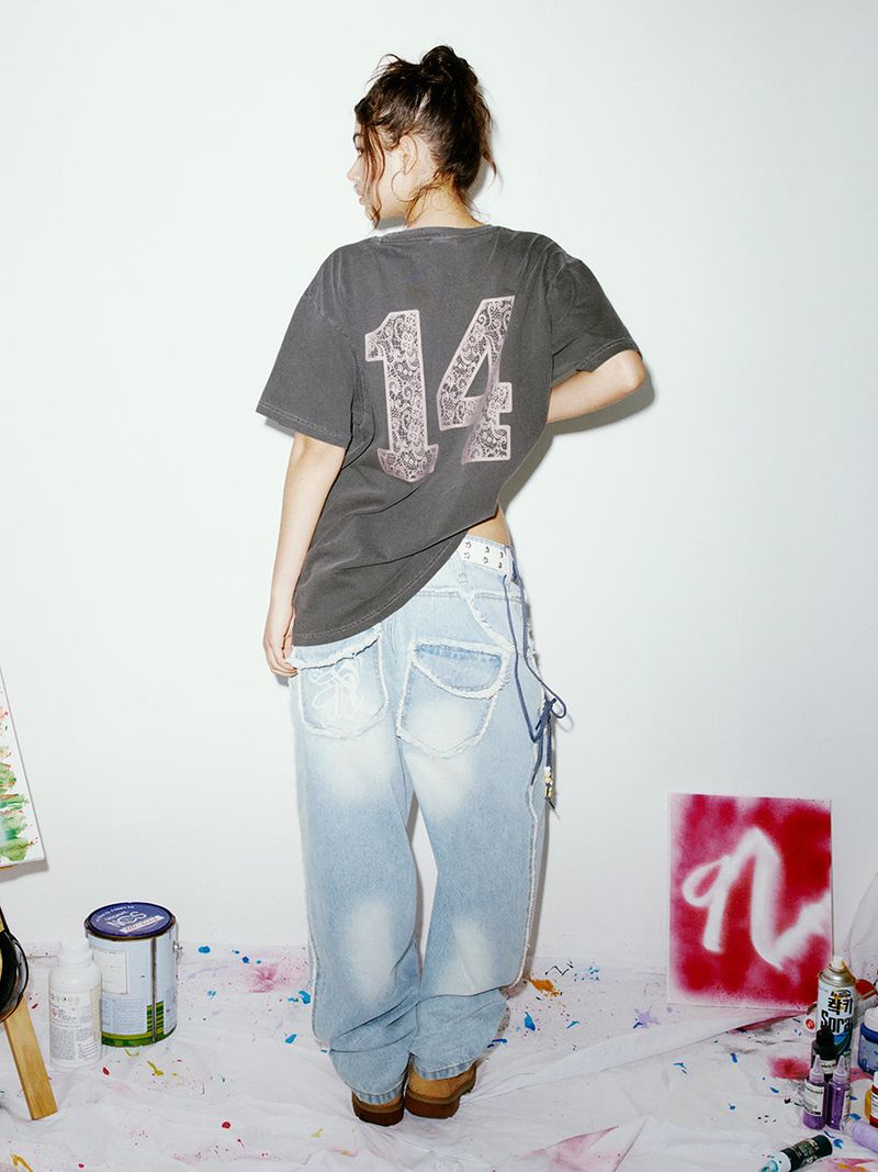 LACE LOGO TEE CHARCOAL