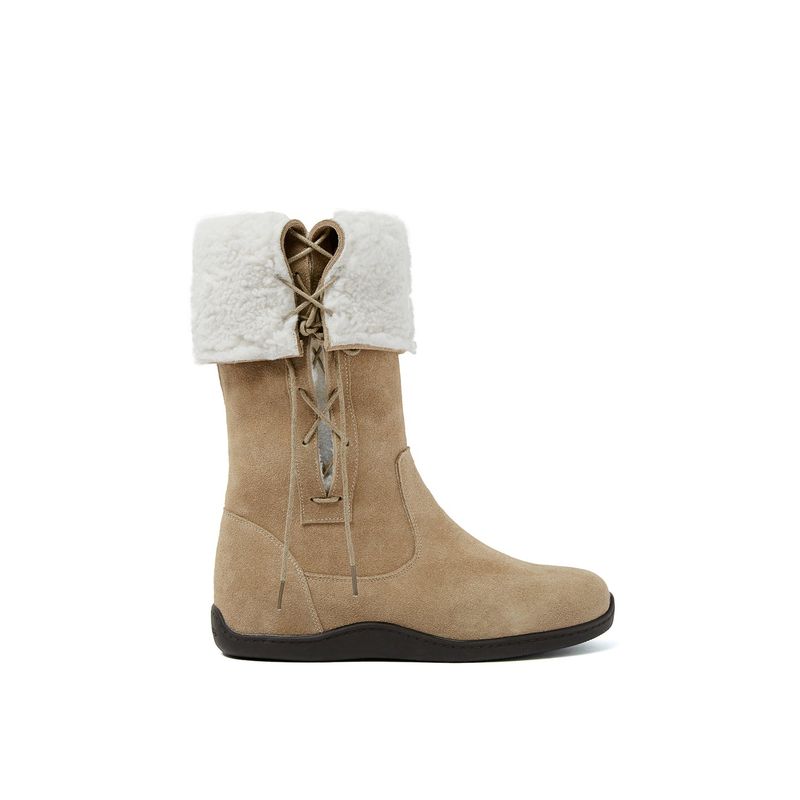 Bow 0010. Ribbon Shearling Boots - 3colors