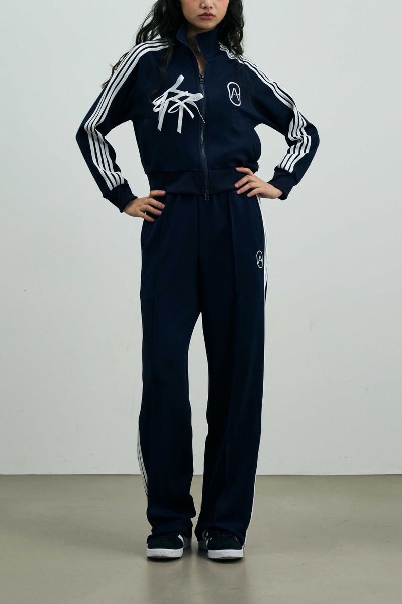 RIBBON JERSEY TRACK PANTS / NAVY