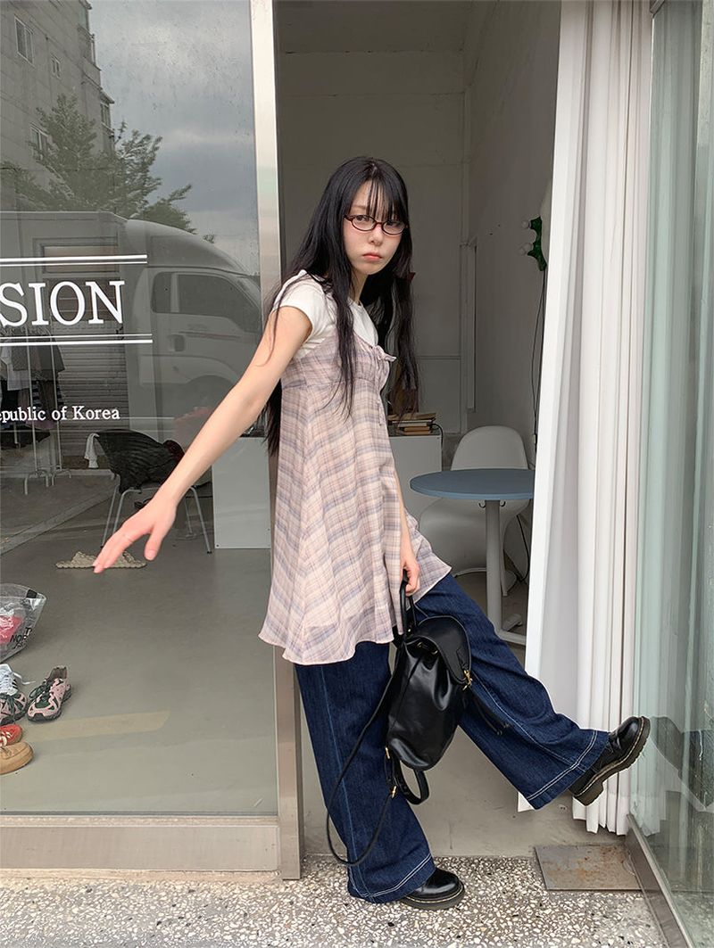 MAUVE CHECK MINI DRESS (3C)