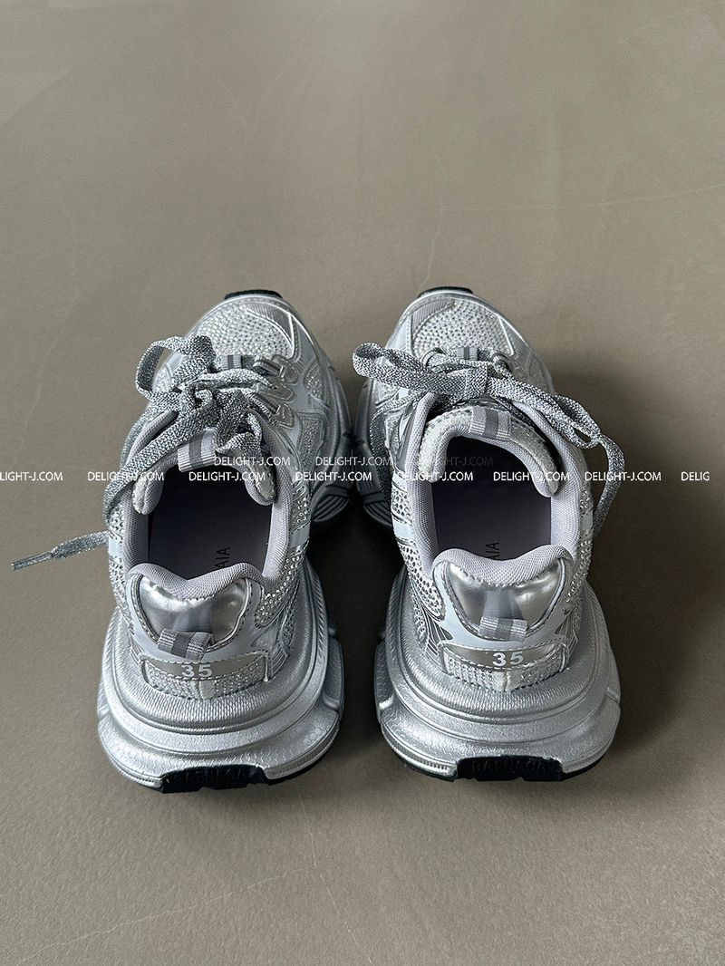 Cubic Silver Cowhide Hoop Sneakers