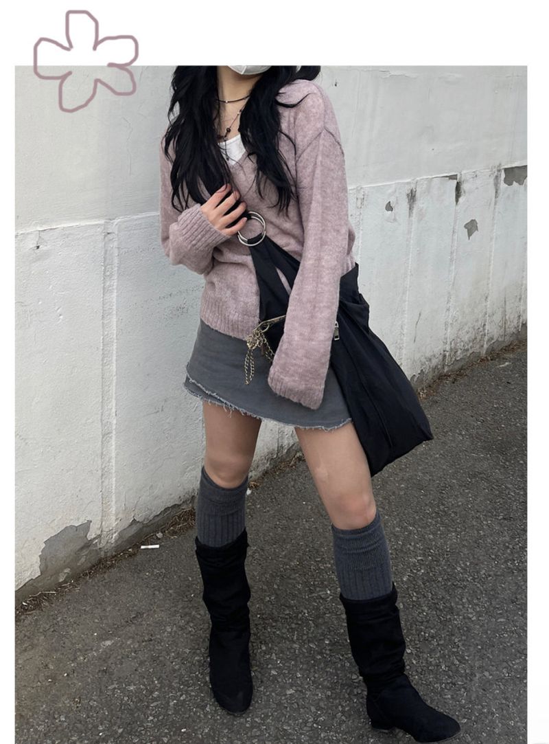 Basic alpaca v-neck knit